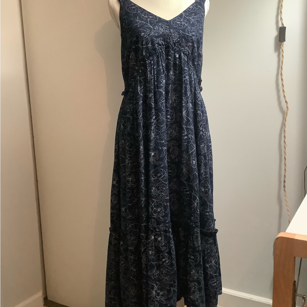 Time and Tru Dark Blue Floral Maxi Dress